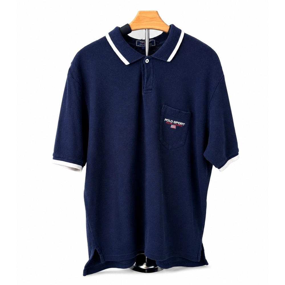 Polo Sport Ralph‎ Lauren Men's XL Waffle Knit Pocket Polo Shirt Navy